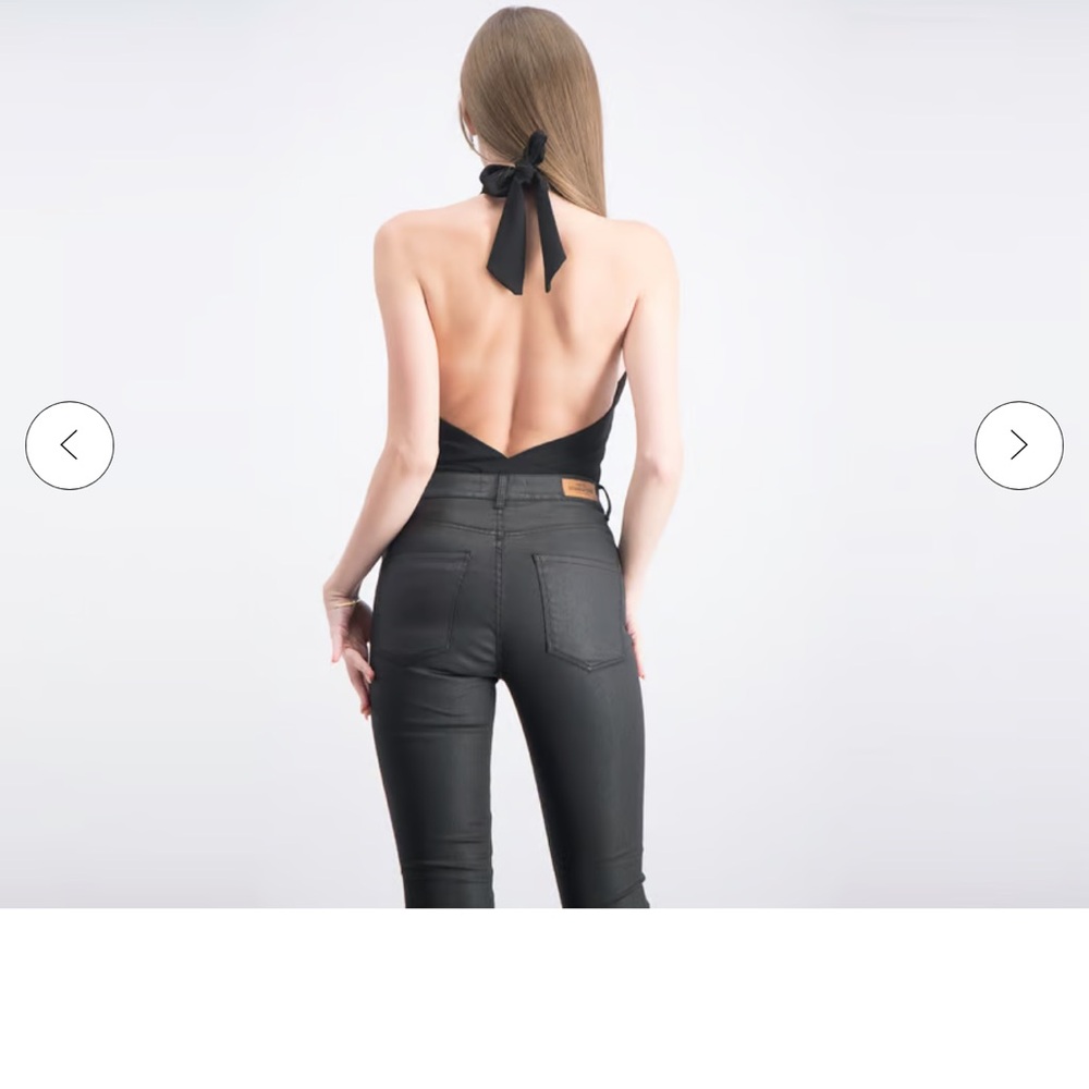 Halston Heritage Women's black Bianca Bodysuit V neck NWT 175 Sz L